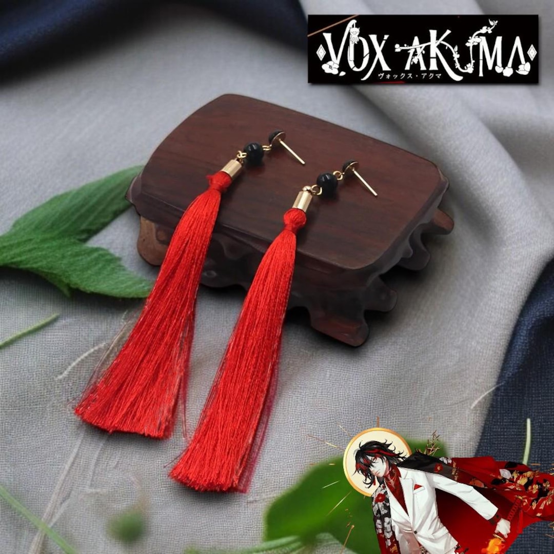 Vox Akuma Red Tassel Earrings | NIJISANJI EN Cosplay Jewelry - Etsy