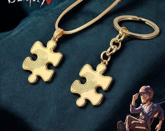 Porte-clés puzzle doré d'Identity V | Accessoire élégant pour voiture et sac