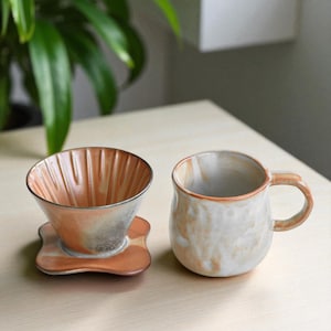 Handmade Ceramic V60 Coffee Dripper | Coffee Pourover | Pour Over Coffee Maker | Combo with Included Ceramic Mug