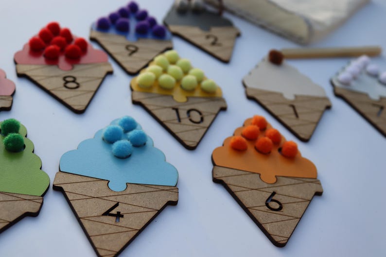 Ice Cream Number & Color Matching Set – Montessori Learning Toy ...