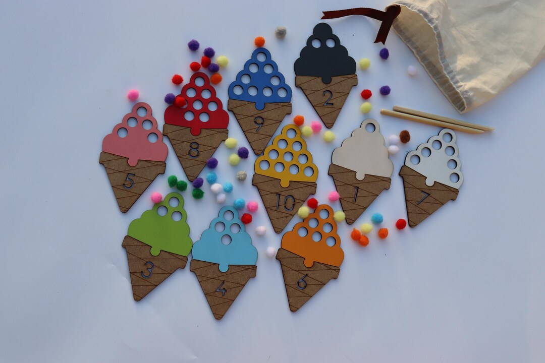 Ice Cream Number & Color Matching Set – Montessori Learning Toy ...