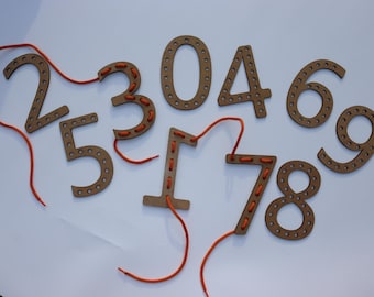 Wooden Number Lacing Set - Learn Counting & Fine Motor Skills