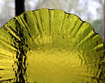 Fused Glass Ruffled Bowl, Yellow