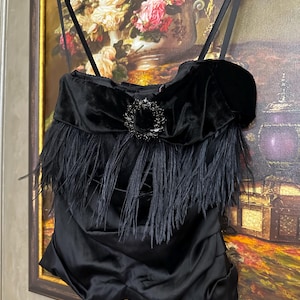 Dolce & Gabbana Pre-Owned 2000s Feather-Detail Bustier Top Black size it 46 fits m l