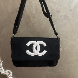 Rare Chanel VIP Gift Bag - Black Terrycloth Purse - Y2K Vintage 2000s - Authentic Chanel Precision