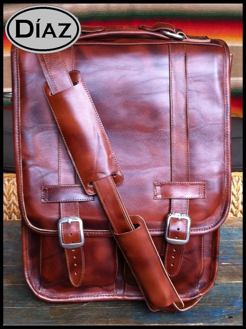 DIAZ Large Geunine Leather Satchel / Backpack Laptop Messenger | Etsy