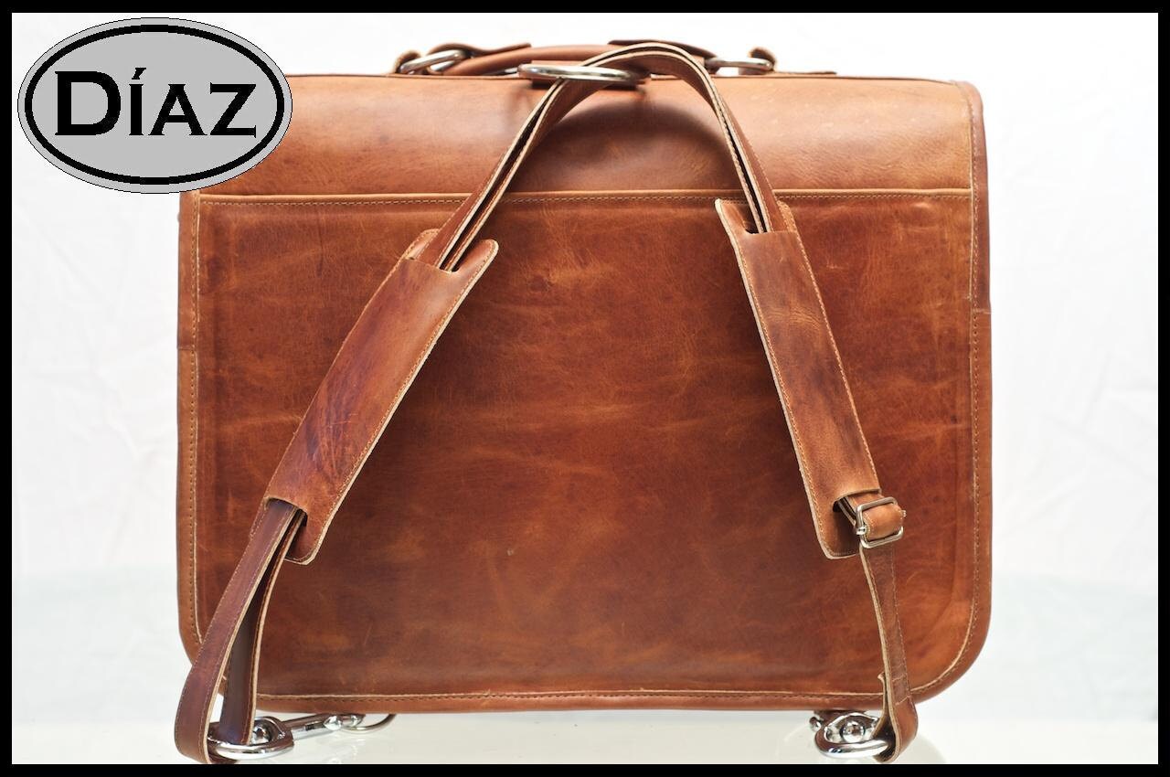 DIAZ Medium Leather Messenger Briefcase / Backpack Laptop Bag - Etsy