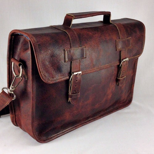 DIAZ 17 Genuine Leather Briefcase / Laptop Satchel / - Etsy