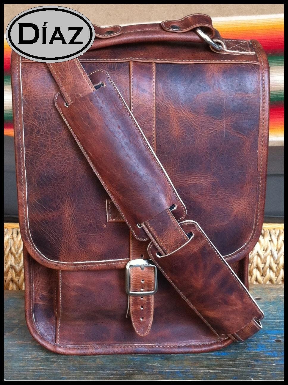 Small Leather Messenger Satchel / Backpack Laptop Bag Crazy | Etsy
