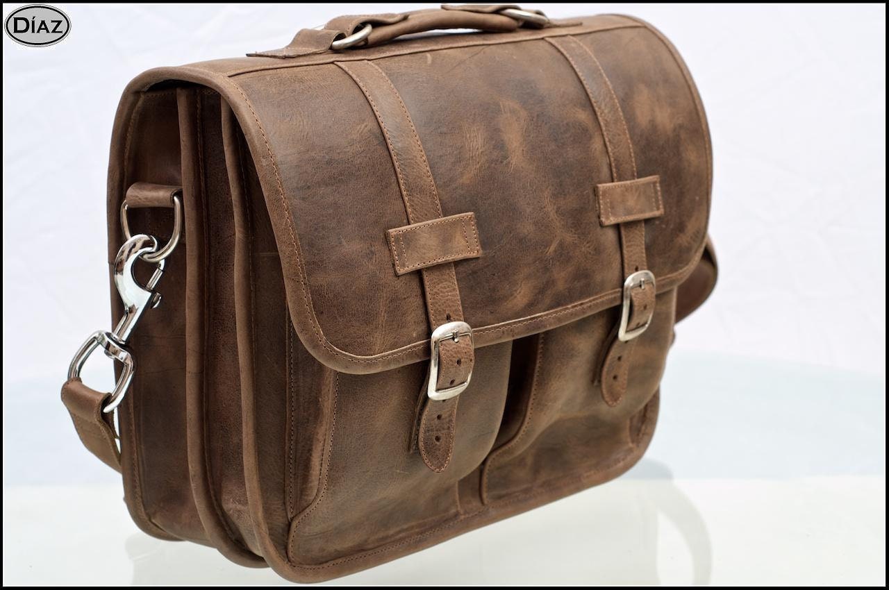 DIAZ Large Leather Messenger Briefcase / Backpack Laptop Bag Etsy
