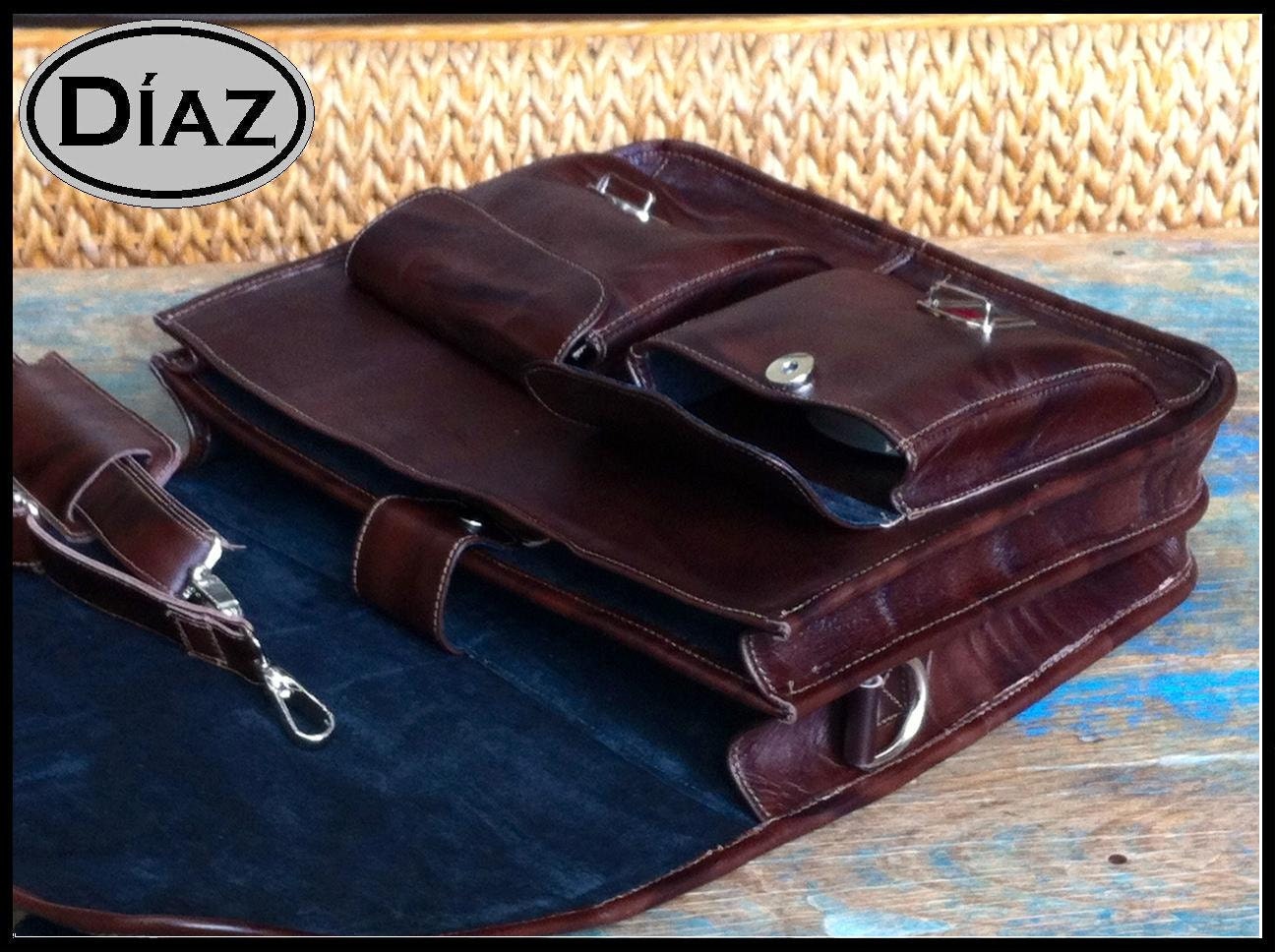 Large Leather Messenger Briefcase / Backpack Laptop Bag - Etsy