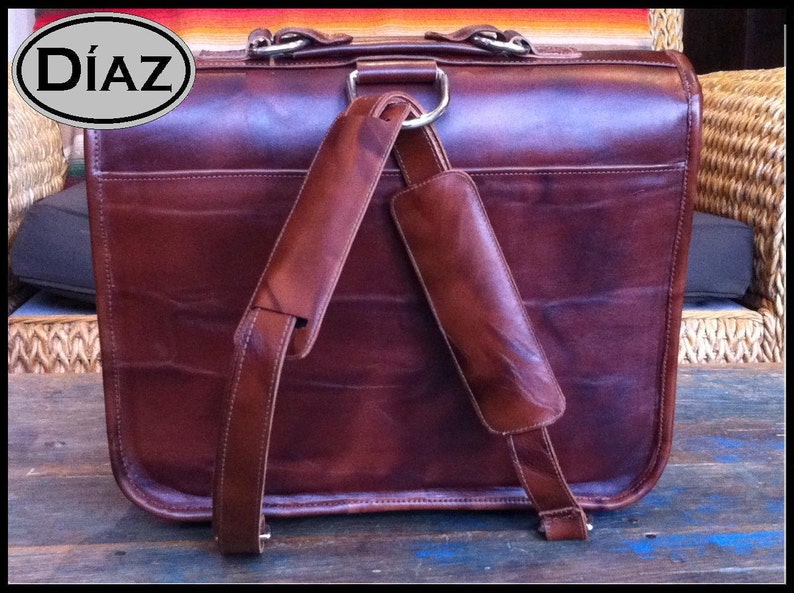 DIAZ Large Geunine Leather Briefcase / Backpack Laptop - Etsy