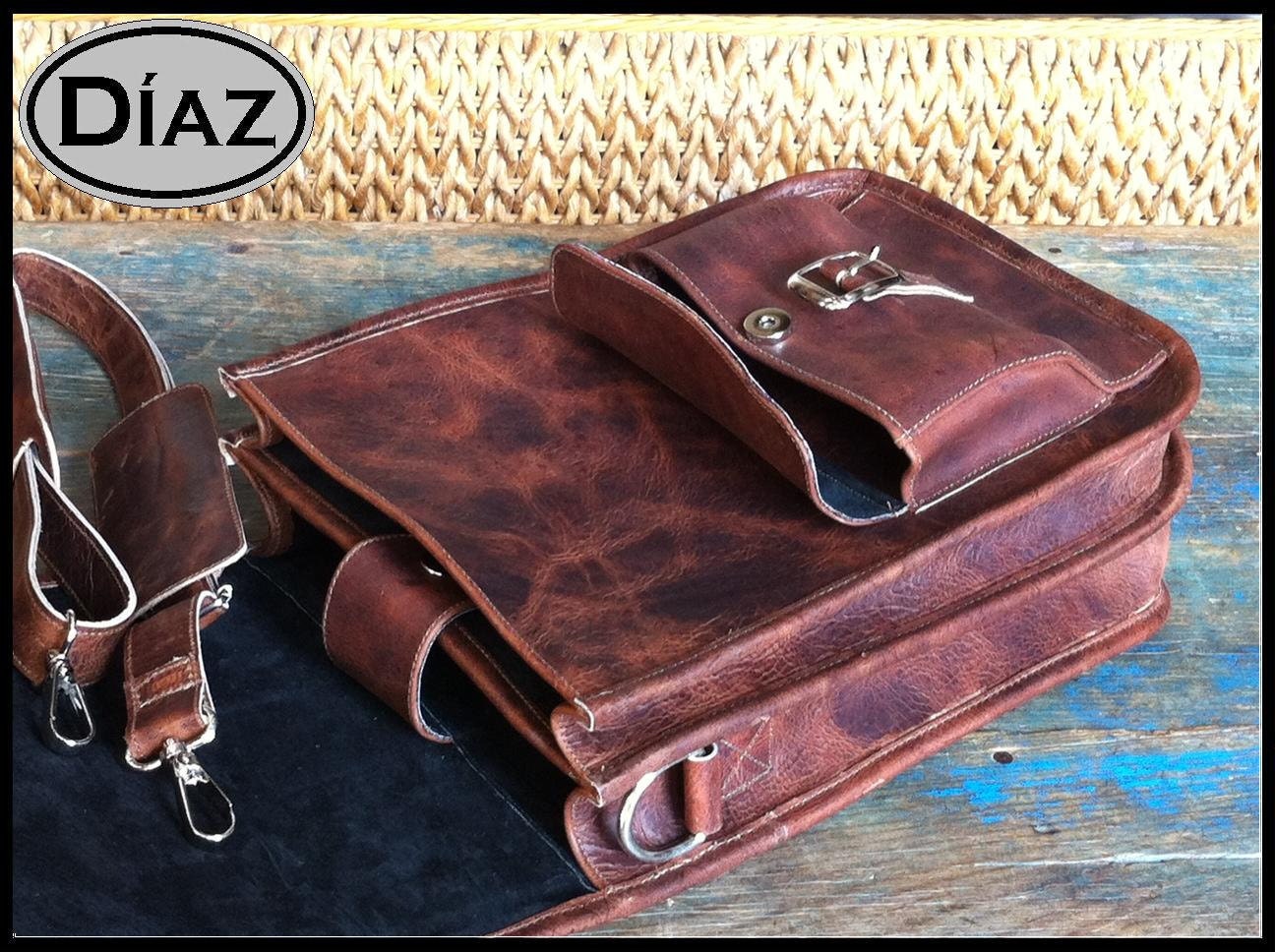 Small Leather Messenger Satchel / Backpack Laptop Bag Crazy | Etsy