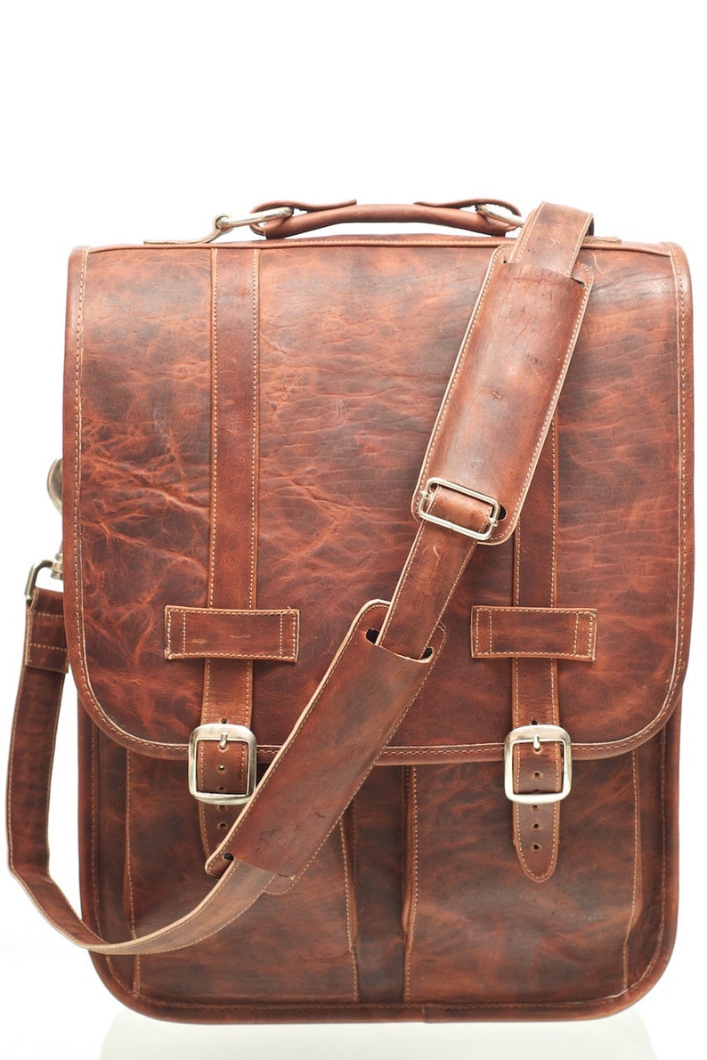 DIAZ Large Geunine Leather Satchel / Backpack Laptop Messenger - Etsy