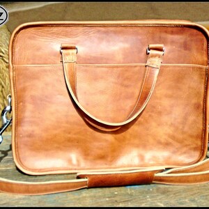 DIAZ Small Leather Portfolio / Bag in Crazy Horse Tanned Brown 13in MacBook Pro / Air Free Monogramming image 3