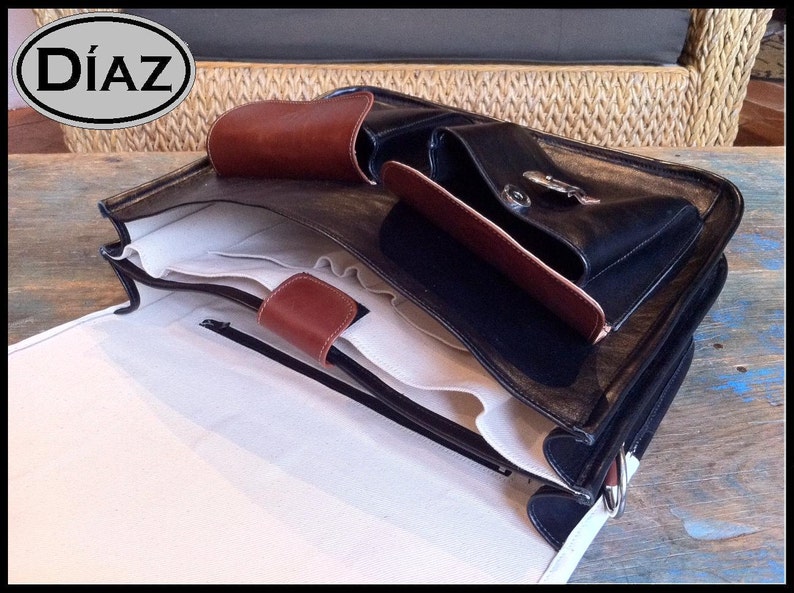 DIAZ Medium Geunine Leather Briefcase / Backpack Laptop Messenger Bag Satchel in White / Brown / Black 15in MacBook Pro image 5