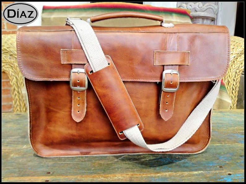 DIAZ Small Leather Portfolio / Laptop Bag Satchel in Crazy - Etsy