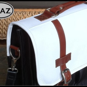 DIAZ Medium Geunine Leather Briefcase / Backpack Laptop Messenger Bag Satchel in White / Brown / Black 15in MacBook Pro 画像 2