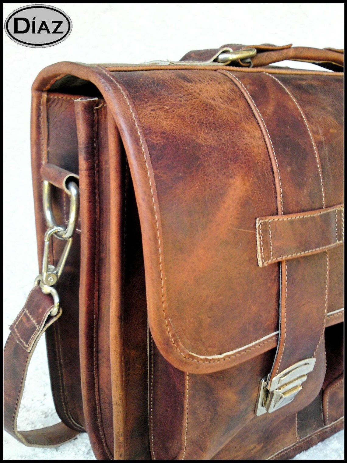 Small Leather Messenger Briefcase / Backpack Laptop Bag Etsy