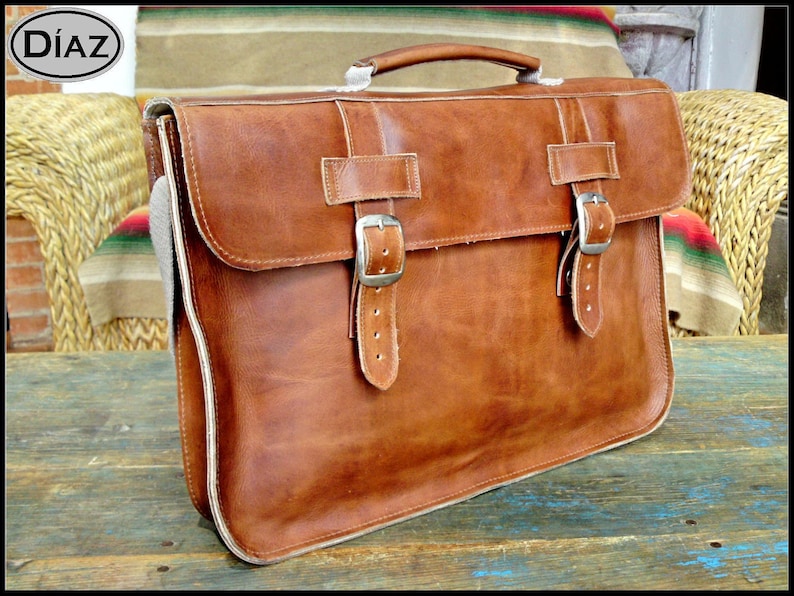 DIAZ Small Leather Portfolio / Laptop Bag Satchel in Crazy - Etsy