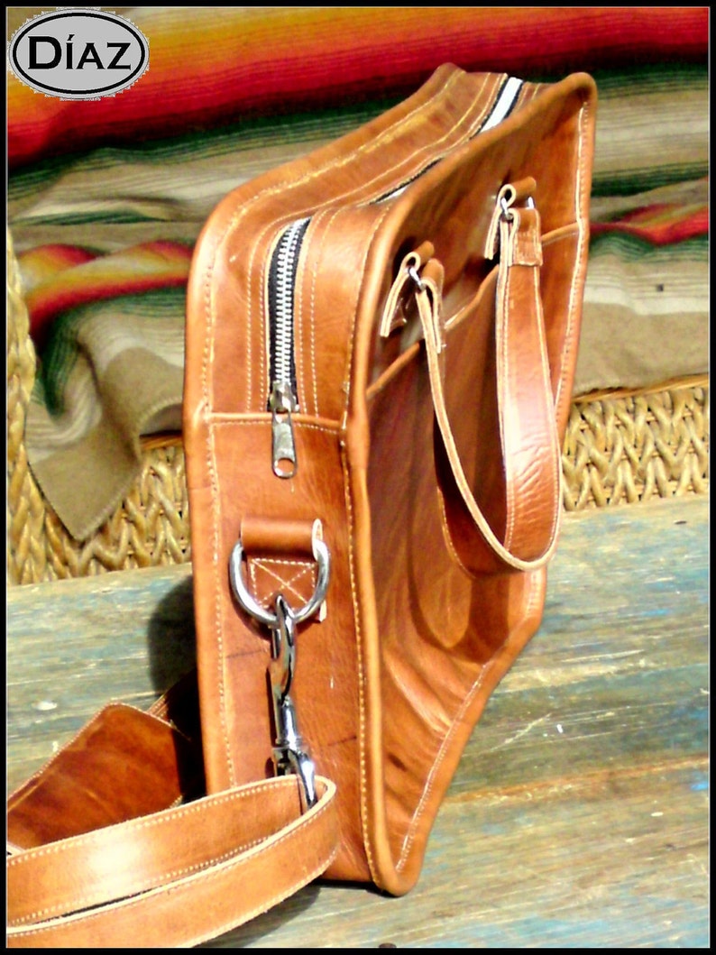 DIAZ Small Leather Portfolio / Bag in Crazy Horse Tanned Brown 13in MacBook Pro / Air Free Monogramming image 4