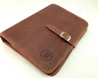 Genuine Leather Padfolio - Crazy Horse Tanned Brown - Letter Size - Free Engraving / Monogramming -