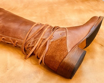 Custom Hand Made Genuine Full Grain Tall Leather Boots