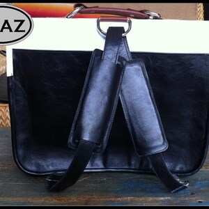 DIAZ Medium Geunine Leather Briefcase / Backpack Laptop Messenger Bag Satchel in White / Brown / Black 15in MacBook Pro image 4