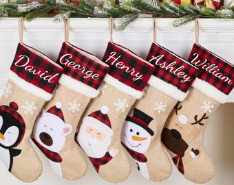 Bas de Noël personnalisés, monogramme personnalisé bas de Noël de famille avec noms, cadeau de Noël