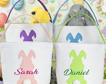 Personalized Easter Basket with Name, Bunny Basket for Kids, Egg Hunt Basket, Baby’s First Keepsake & Spring Decor Basket, Kids Easter Gifts