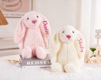 Personalized Bunny, Custom Monogrammed Bunny Rabbit, Easter Bunny Rabbit, Flower Girl Gifts, Gift for Baby, Baby Shower Gifts