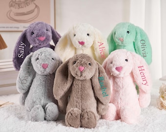 Personalized Embroidered Bunny, Monogrammed Bunny Soft Plush Toy, Custom Bunny Rabbit, Easter Gifts, Baby Shower Gifts, New Born Baby Gifts