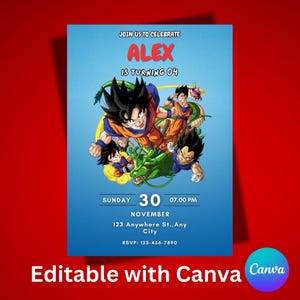 Editable Dragon Ball Birthday Invitation | Dragon Ball Z Party Invite | boys birthday invite | Custom Anime Invite | Boys Party Theme