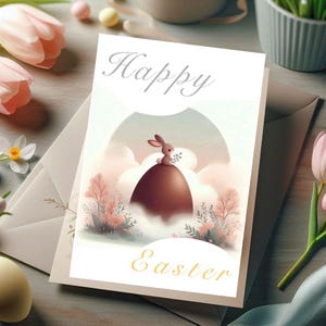 Carte de Pâques / carte mug de Pâques / carte lapin de Pâques imprimable / carte de vœux vierge avec lapin