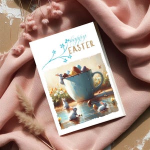 Carte de Pâques / carte mug de Pâques / carte lapin de Pâques imprimable / carte de vœux vierge avec lapin
