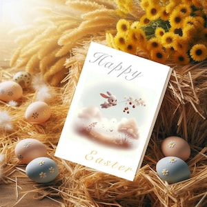 Carte de Pâques / carte mug de Pâques / carte lapin de Pâques imprimable / carte de vœux vierge avec lapin