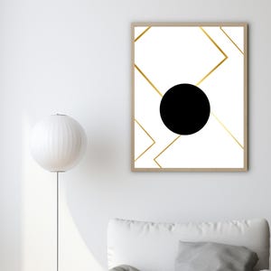 Black and Gold Geometric Art Print: Modern Minimalist Decor (Digital Download)