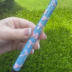 Pink Bow Pen, blue glitter bow pens, resin pen, handmade pen, ink joy gel pen, refillable pen, retractable pens, coquette pen