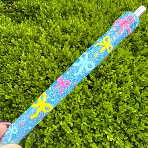 Bow Glitter Pens, nurse gift, teacher gift, birthday gift, glitter pens, resin pen, handmade pens, ink joy pen, gel ink pens, refillable pen