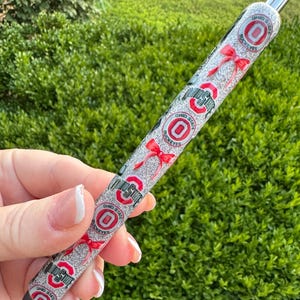Ohio glitter pen, football ink pen, ink joy pen, paper mate pens, handmade glitter resin pen, student pen, college pens