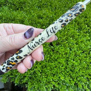 Nurse Life pen, glitter pen, resin pens, ink joy pens, animal print nurse pen, leopard print nurse pens, Lpn pen, rn pen, BSN pen, NP pens