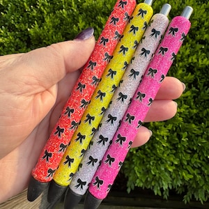 Bow Glitter Pen, resin glitter pens, paper mate pen, ink joy pen, teacher gift, birthday gift pen , handmade pens