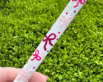 Glitter Bow Pen - Handmade Resin Pen - Pens