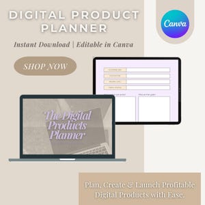 Digital Product Planner | Printable Business Planner PDF | Online Business Workbook | Passive Income & Product Creation Organiser