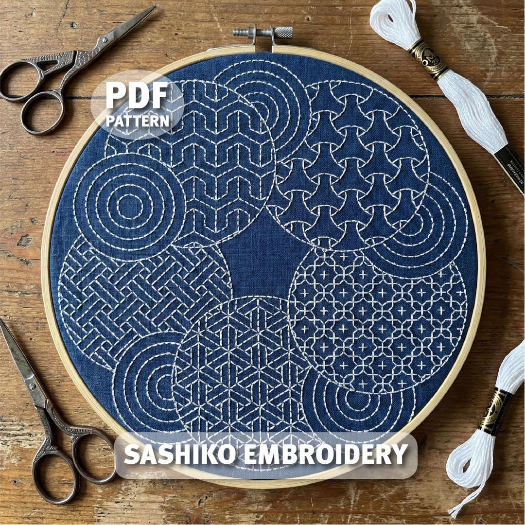 Intertwined Circles Sashiko Pattern, Modern Geometric Embroidery (PDF ...