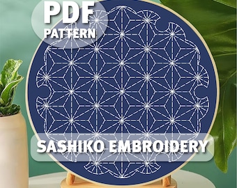 Sashiko-mönster PDF-nedladdning Handsömnadsdesign Upprepad quiltning Broderi DIY