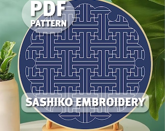 Sashiko-mönster PDF-nedladdning Handsömnadsdesign Upprepad quiltning Broderi DIY #54