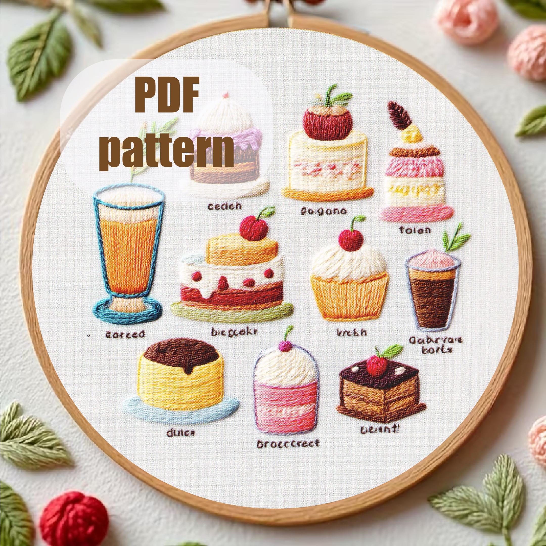 Small Cakes Pattern Miniature Cakes Embroidery Pattern, Dessert Sampler (PDF Download). - Etsy