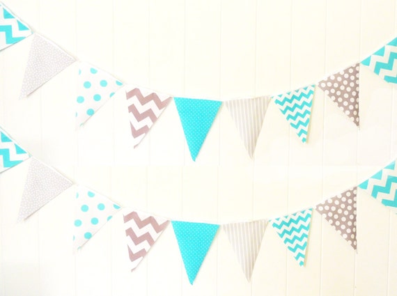 Vichy Bleu /& Pois Personnalisé Baby Shower Bunting Flag Banner
