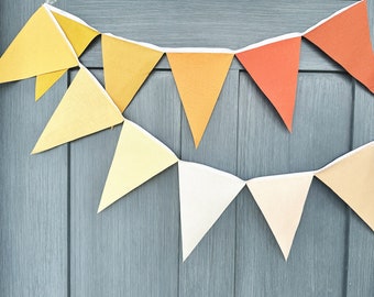 Autumn Earth Tone Solid Flag Rustic Garland Bunting Fabric Banner, Solid Cloth Pennants, Wedding, Shower, Neutral Baby Nursery Decor